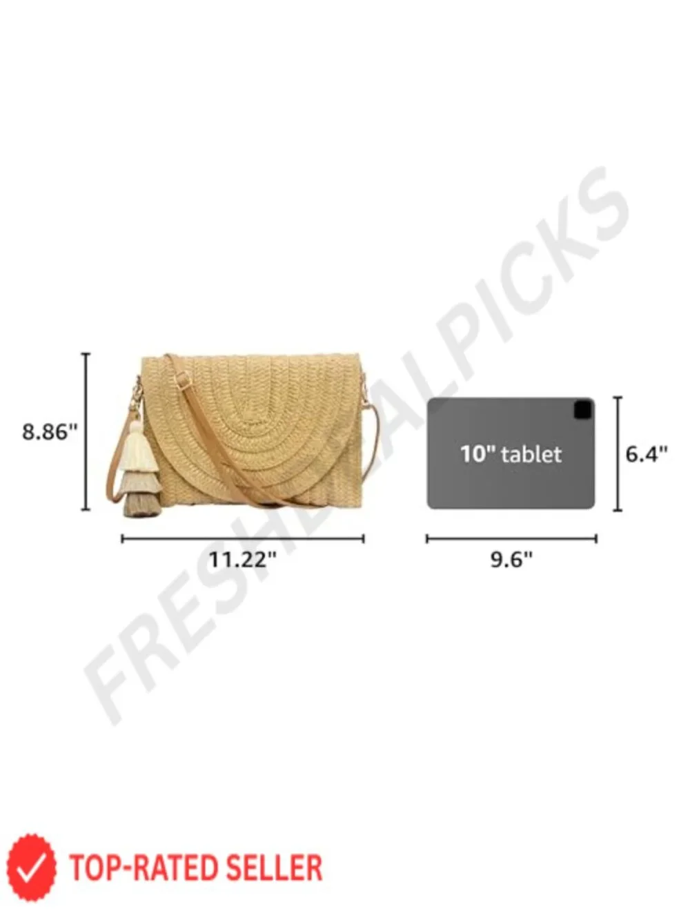 Natural Straw Envelope Clutch with Magnetic Closure, Detachable Crossbody Strap